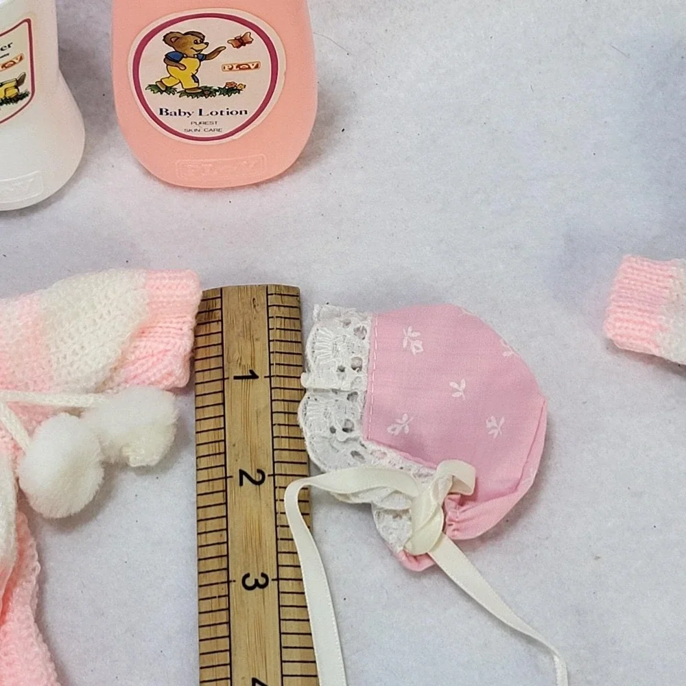 Vintage Baby Doll Clothes Lot Knit Outfits Accessories Bottles Play Set - Picture 5 of 12